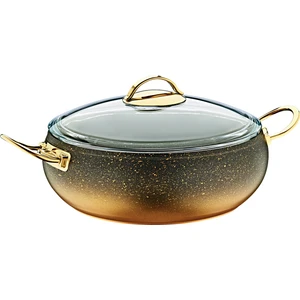 Oms 3341 - 2 Parça Biogranit 26x7 Cm - 2,8 Litre, Karnıyarık - Pilav Tenceresi Gold Renk, Gold Detay