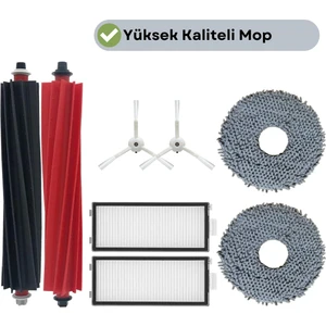 Roborock Q Revo Master Beyaz Uyumlu Fırça Hepa Filtre Mop Seti-7 Parça