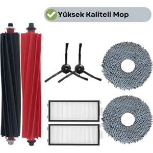 Roborock Q Revo Master Siyah Uyumlu Fırça Hepa Filtre Mop Seti-8 Parça