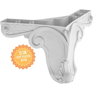 Aslan Beyaz 12 cm Plastik Mobilya Ayağı, Lüks Metal Mobilya Ayak, Koltuk, Dolap, Şifonyer Ayak