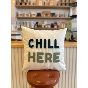 Chill Here Işlemeli Pamuklu Punch Kırlent Yastık Kılıfı - 43*43XM - Punch Işlemeli Yastık Kılıfı