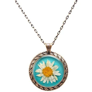 Çiçek Papatya El Işi Otantik Reçine Kolye Cevşen (1771-1)