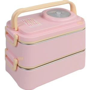 1200ML Lunchbox Yeni Koleksiyon 2 Katlı 4 Bölmeli Mini Kaseli Çelik Sefer Tası Yemek Kutusu