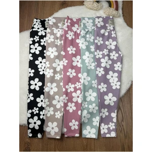 Tuna'ys Shopping Kışlık Şardonlu Çiçek Baskılı Kız Çocuk Fitilli  Tayt 5'li Set