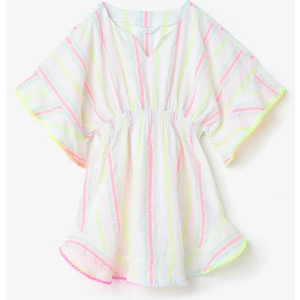 Genç Kız Sweet Çizgili Ponponlu Kaftan