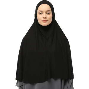 Hazır Türban Peçeli Pratik Eşarp Tesettür Nikaplı Hijab - Namaz Örtüsü Sufle (3Xl) - Siyah