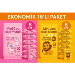 Mini Cep Islak Mendil 16'lı Ekonomik Paket | Aloe Veralı |Alkol İçermez |Yumuşak Dokulu