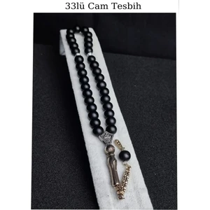 Mat Siyah Oniks Taşı Cam Tesbih Şık Hediyelik Tesbih