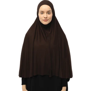 Hazır Türban Peçeli Pratik Eşarp Tesettür Nikaplı Hijab - Namaz Örtüsü Sufle (3Xl) - Koyu Kahverengi