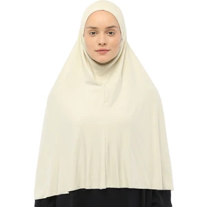 Hazır Türban Peçeli Pratik Eşarp Tesettür Nikaplı Hijab - Namaz Örtüsü Sufle (3Xl) - Krem