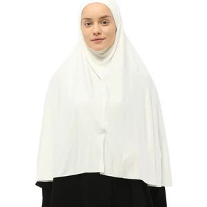 Hazır Türban Peçeli Pratik Eşarp Tesettür Nikaplı Hijab - Namaz Örtüsü Sufle (3Xl) - Ekru