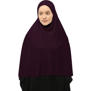 Hazır Türban Peçeli Pratik Eşarp Tesettür Nikaplı Hijab - Namaz Örtüsü Sufle (3Xl) - Mürdüm
