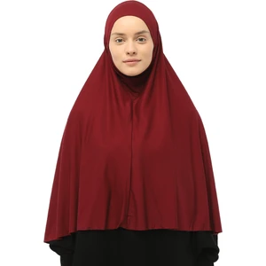 Hazır Türban Peçeli Pratik Eşarp Tesettür Nikaplı Hijab - Namaz Örtüsü Sufle (3Xl) - Bordo
