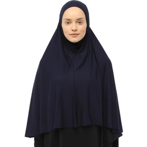 Hazır Türban Peçeli Pratik Eşarp Tesettür Nikaplı Hijab - Namaz Örtüsü Sufle (3Xl) - Lacivert
