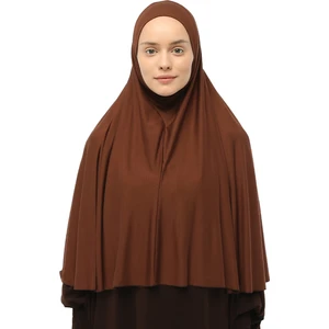 Hazır Türban Peçeli Pratik Eşarp Tesettür Nikaplı Hijab - Namaz Örtüsü Sufle (3Xl) - Çikolata