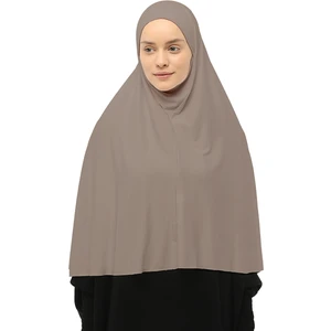 Hazır Türban Peçeli Pratik Eşarp Tesettür Nikaplı Hijab - Namaz Örtüsü Sufle (3Xl) - Açık Vizon