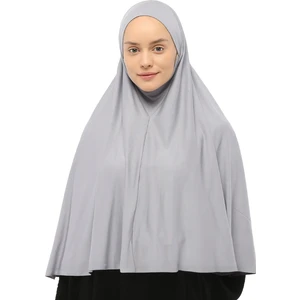 Hazır Türban Peçeli Pratik Eşarp Tesettür Nikaplı Hijab - Namaz Örtüsü Sufle (3Xl) - Gri