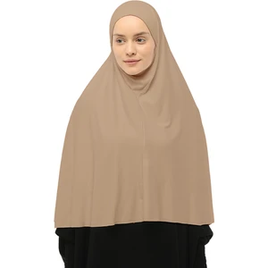 Hazır Türban Peçeli Pratik Eşarp Tesettür Nikaplı Hijab - Namaz Örtüsü Sufle (3Xl) - Koyu Bej