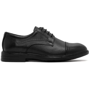 Erkek Siyah Bağcıklı Deri Klasik Ayakkabı 25SFD676214