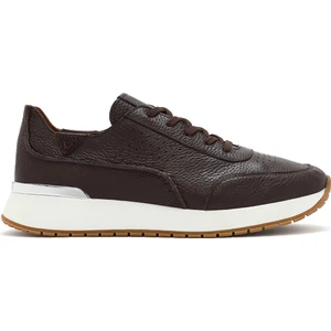 Erkek Kahverengi Bağcıklı Kalın Tabanlı Deri Casual Sneaker 25SFD6885FT