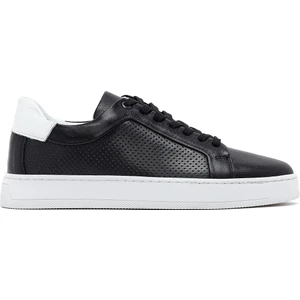 Erkek Siyah Bağcıklı Deri Sneaker 25SFD750918