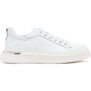 Erkek Beyaz Bağcıklı Kalın Tabanlı Deri Sneaker 25SFD676818