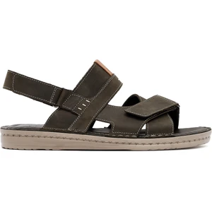 Erkek Haki Bantlı Deri Sandalet 25SFD6250V3