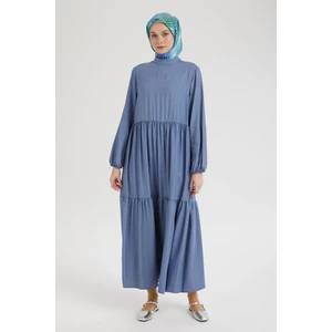 Armine Trend Kolları Lastikli Günlük Elbise-Indigo 25YT953