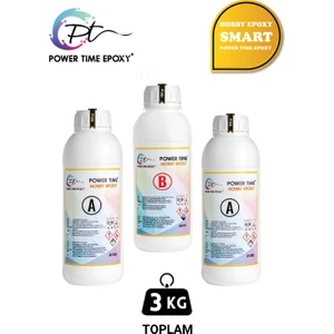 Power Time Epoxy 3 kg Hobby Epoxy Smart/ Ultra Şeffaf ve Parlak Epoksi Ince Döküm Hobi Epoksi Reçine 3 kg