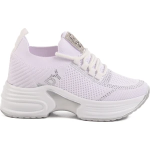 Beyaz Triko Kalın Taban Kadın Sneaker Lady 5002 Z