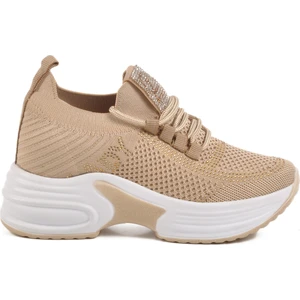 Bej Triko Kalın Taban Kadın Sneaker Lady 5002 Z
