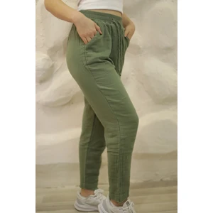 Müslin Dar Paça Pantolon Yeşil