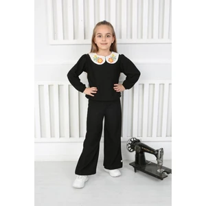 Örgü Yakalı Ispanyol Paça Kız Çocuk Alt Üst Takım