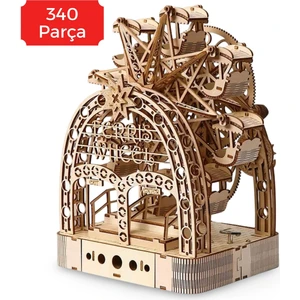 Ahşap Dönme Dolap Maketi 206 Parça - Lazer Kesim Mekanik 3D Ahşap Hobi Puzzle Seti