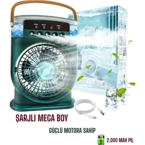 Yeni Şarjlı Işıklı 600ML 5 Spreyli Vantilatör Buzlu Buharlı Mini Klima Mini Fan