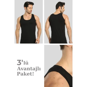 Arma Yıldız Erkek Siyah Pamuklu Loklu Atlet 3'lü Paket