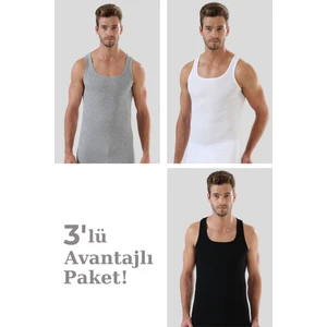 Erkek Renkli Ribana Atlet 3'lü Paket %100 Pamuklu