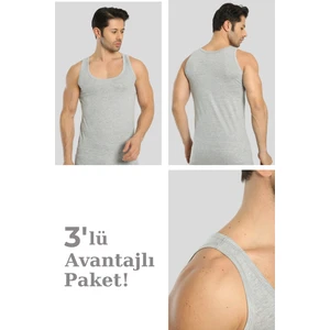 Arma Yıldız Erkek Gri Pamuklu Loklu Atlet 3'lü Paket