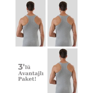 Erkek Pamuklu Sporcu Rambo Atlet Gri 3'lü Paket