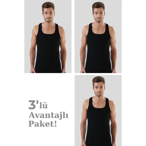 Arma Yıldız Erkek Siyah Ribana Atlet 3lü Set