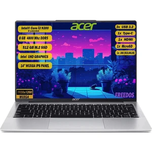 Aspire Lite Intel Core I3-N300 8gb 512GB SSD Freedos 14