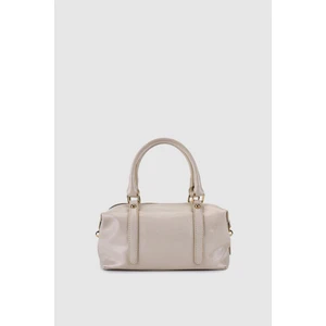 Lorza Fermuarlı Kırık Parlak El, Kol ve Omuz Çantası Krem