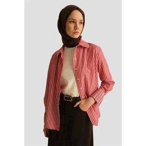 Çizgili Gömlek 25YD3729 Kırmızı
