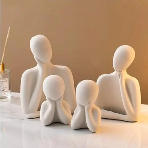 Dekoratif Iki Çocuklu Aile Obje Biblo Set
