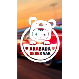 Arabada Bebek Var Araba Cam Sticker 24X28CM 2 Elli