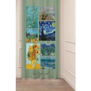 Van Gogh Yıldızlı Gece Yelken Zeytin Baden Ağacı Özel Tasarım Dijital Baskılı (Tek Kanat) Fon Perde