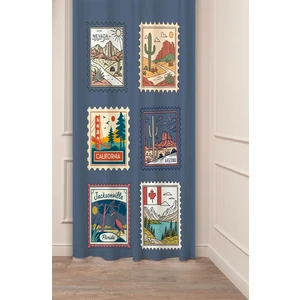 Nevada Arizona Florida California Bohem Özel Tasarım Dijital Baskılı (Tek Kanat) Bej Şık Fon Perde