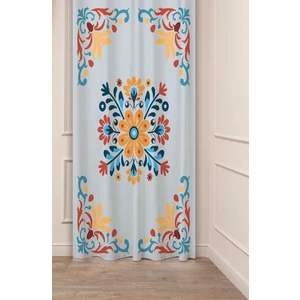 Etnik Antika Anadolu Motif Çiçekler Bohem Özel Tasarım Dijital Baskılı (Tek Kanat) Şık Fon Perde