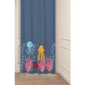 Ahtapot Deniz Yıldızı Yosun Pastel Özel Tasarım Dijital Baskılı (Tek Kanat) Modern Şık Fon Perde