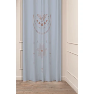 Mandala Ay Yıldız Pastel Soft Sade Özel Tasarım Dijital Baskılı (Tek Kanat) Modern Şık Fon Perde